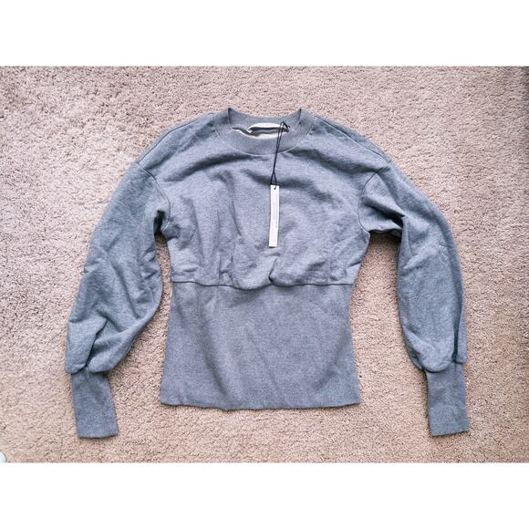 NWT Susana Monaco Cinched Knit Sweatshirt Blouson Bust Small Gray Capsule Layer - Picture 2 of 8